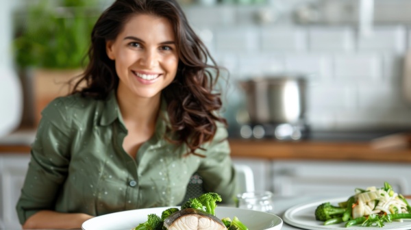 Frau mit Essen für gute Laune